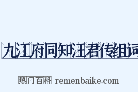 九江府同知汪君传组词是什么意思的图片
